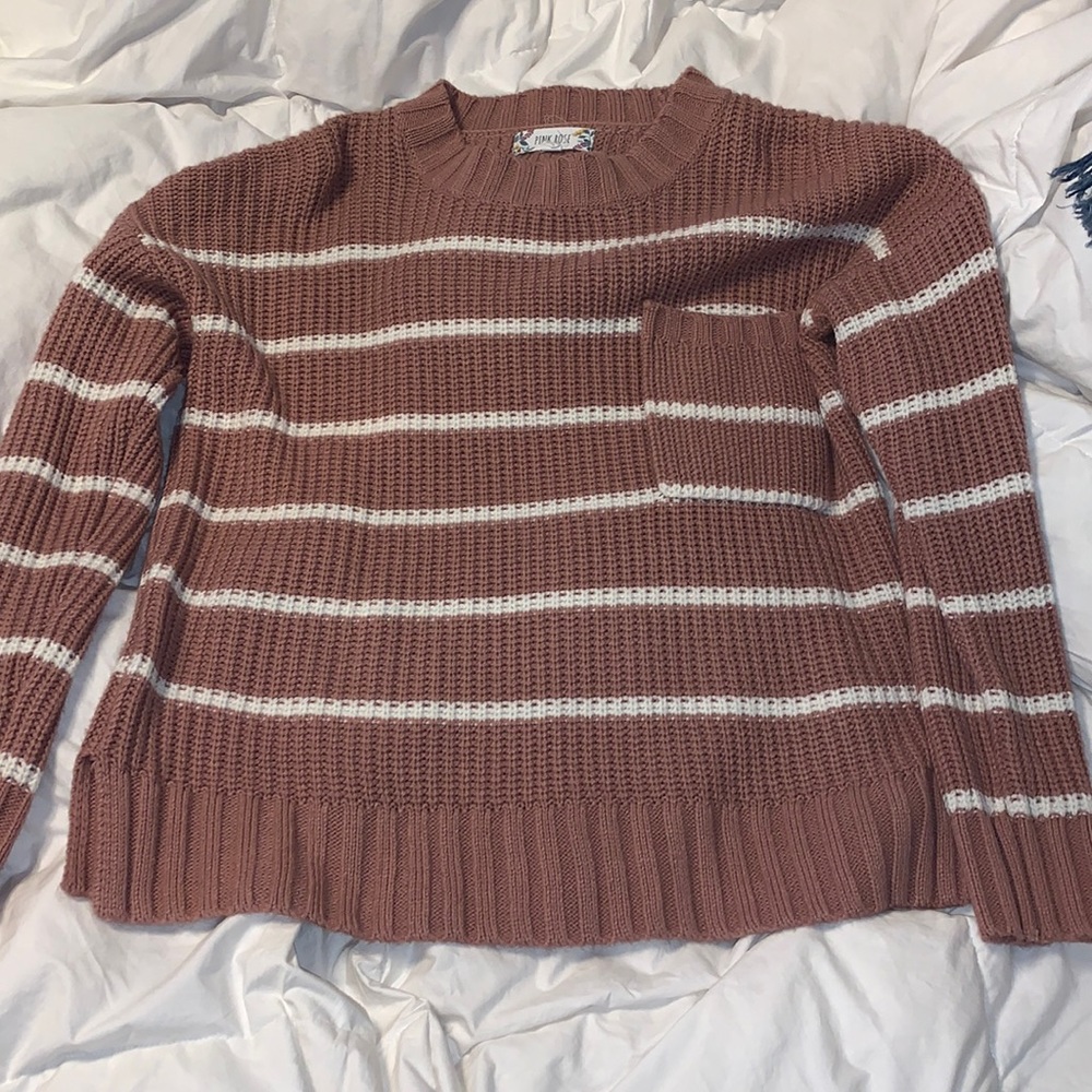 Pink rose crocheted sweater